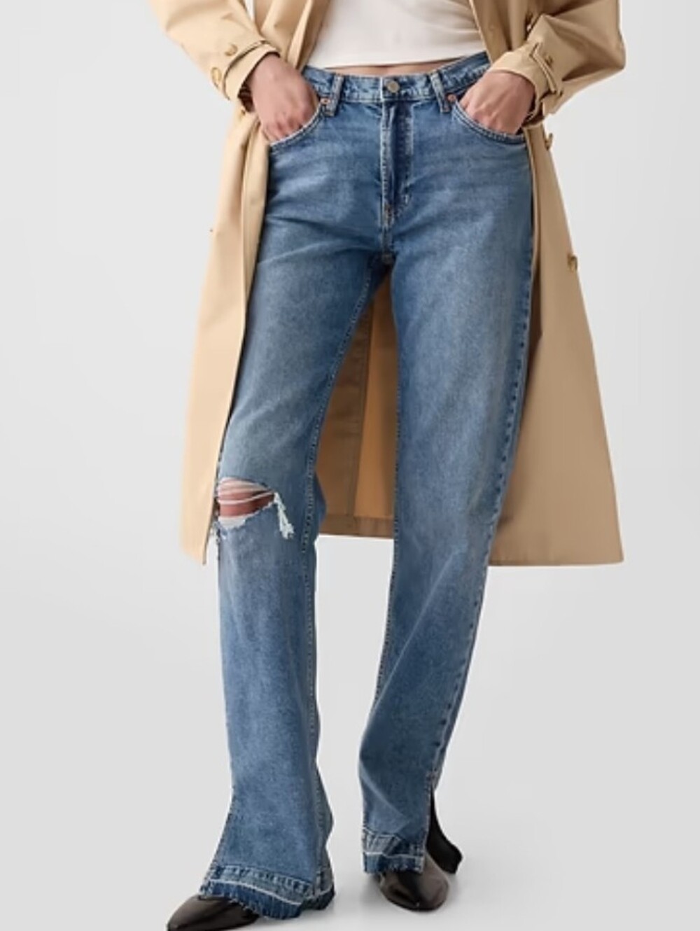 ❤️ GAP 90's LOOSE RELAXED STRAIGHT MID RISE SPLIT HEM JEANS, 6T (28 TALL / LONG)